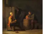 Zechende und Rauchende Bauern by Pieter Hermansz Verelst, oil, sold Sep 2023