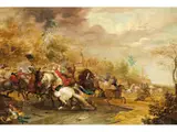 Reiterschlacht by Pauwels Casteels, oil on panel, sold Mar 2025