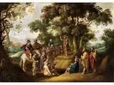 Predigt Johannes des Täufers by Jasper van der Lanen, oil on copper, offered Jul 2020