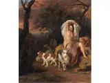 Darstellung mit Zwei Hirtinnen und Ihren Tieren by Willem van Mieris, oil on canvas, offered Jun 2026