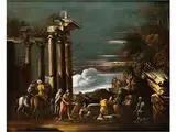 Ruinenlandschaft mit Personen by Giovanni Ghisolfi, oil on canvas, offered Sep 2015