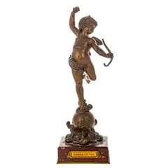 Untitled by Amile Pinedo, bronze of a cupid with bow, sold Oct 2025