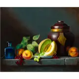 Still Life with Fruit and Urn by Ernest Morton Baber, oil on canvas, sold Jul 2024
