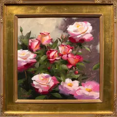 Pink Roses by Laurie Kersey, 2007, oil on canvas, sold Jul 2024