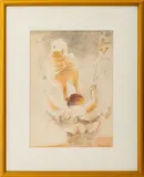Surrealist Figural Composition by Sidney Goodman, 1959, Watercolor on Paper, sold Oct 2025