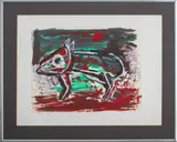 Surrealist Pig Composition by Nahum Tschacbasov, 1982, Oil on Paper, sold Oct 2025