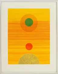 Abstract Composition in Yellow by Gabor Peterdi, Etching in Colors on Paper, sold Oct 2025