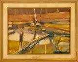 Abstract Landscape Scene by John Milton Metheany III, Oil on Board, sold Oct 2025