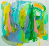 Corazon Silente" [Silent Heart] by Gabriela Tolomei, 2016, Acrylic and Ink on Canvas, sold Nov 2025