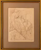 In der Loge" [In the Lodge] by George Grosz, circa 1913, Ink on Paper, sold Nov 2025