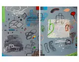 Left + Right" Diptych by Elfi Schuselka, Acrylic on Paper, sold Nov 2025