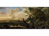 Südliche Landschaft mit Hirten by Jan de Momper Iii, oil on canvas, offered Dec 2023