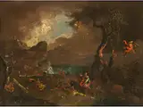 Apollo Tötet die Niobiden by Marco Ricci, oil on canvas, offered Sep 2023
