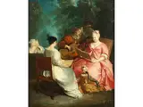 Höfisches Konzert im Park by Christian Dietricy, oil on canvas, offered Dec 2025
