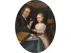 Doppelbildnis – der Geburtstag der Tochter by Alessandro Longhi, oil on canvas, offered Dec 2025