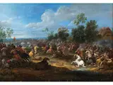 Schlachtenszene by Adrian Frans van der Meulen, oil on canvas, sold Sep 2024