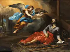 Erkrankter Heiliger, der von Einem Engel Getröstet Wird by Ciro Ferri, oil on canvas, offered Dec 2024