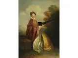 Musizierende Dame in Landschaft by Jean-Antoine Watteau, oil on panel, offered Sep 2024