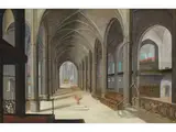 Kircheninterieur mit Taufbecken by Friedrich Juvenel, oil on panel, offered Mar 2025