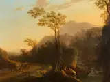 Landschaft mit Figuren und Fischern by Jan Dircksz Both, oil on copper, offered Sep 2023