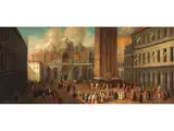 Venedig, Blick auf den Markusdom by Luca Carlevaris, oil on canvas, sold Dec 2025