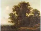 Hügelige Landschaft mit Baumgruppe by Salomon Ruisdael, oil on panel, offered Dec 2024