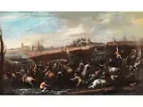 Schlacht an Einer Brücke by Scipione Compagno, oil on canvas, offered Jun 2024