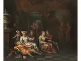 Damen und Gaukler in Einem Palast by Hendrick Govaerts, oil on canvas, offered Mar 2024