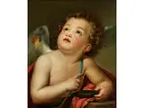 Der Amorknabe Schleift die Spitze Seines Pfeils by Anton Raphael Mengs, oil on canvas, sold Dec 2016