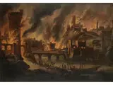 Blick auf Eine Brennende Stadt und Burganlage by Alessio de Marchis, oil on canvas, offered Sep 2019