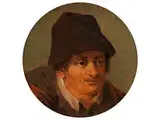 Kleines Rundbild mit Darstellung Eines Bauern mit Brauner Mütze by Adriaen van Ostade, oil on panel, sold Apr 2018