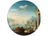 Küsten-capriccio mit Figuren und Booten by Orazio Grevenbroeck, oil on copper, sold Jun 2021