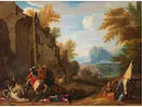 Kavallerieschlacht by Adam Frans van der Meulen, oil on canvas, offered Sep 2024