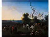 Landschaft mit Rastenden Soldaten by Jan van Huchtenburgh, oil on canvas, offered Apr 2016
