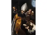 Darstellung Eines Mildtätigen Bischofs by Giacinto Brandi, oil on canvas, offered Sep 2025
