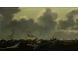 Segelschiffe auf Stürmischer see by Claes Claesz. Wou, oil on panel, offered Apr 2016