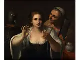 Junges Mädchen Beim Anlegen Einer Perlenkette by Angelo Caroselli, 1585 - 1652, oil on canvas, offered Apr 2016