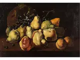 Früchtestillleben mit Birnen, Quitten und Trauben by Luis Egidio Meléndez, oil on canvas, sold Mar 2026