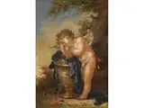 Der Weinende Amor by Januarius Zick, oil on panel, sold Jun 2023