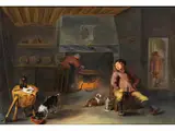 Wirtshausinterieur mit Einem Ruhenden Bauern by Gillis van Tilburg d. J., oil on panel, offered Mar 2024