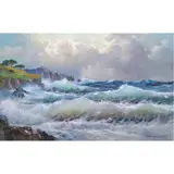 Waves off the Coast by Alexander Dzigurski, oil on canvas, sold Aug 2024