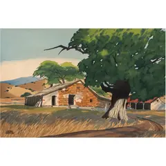 Farmhouse by James March Phillips, watercolor, sold Aug 2024