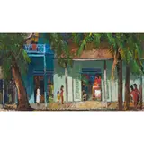Tahitian Village by Douglas McKinley Shively, 1978, oil on board, sold Aug 2024