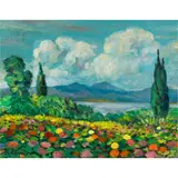 Mediterranean Landscape by Blanche-Augustine Camus, oil on board, sold Aug 2024