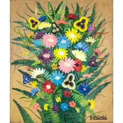 Untitled by Bibi Zogbé, oil on masonite, sold Aug 2024