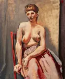 Seated Female Nude Figure by William A. Dietrichson, Oil on Canvas, sold Nov 2025