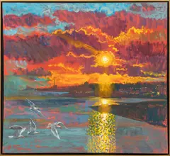 Sea Gulls by Joseph L. Lasker, 2004, Oil on Canvas, sold Nov 2025