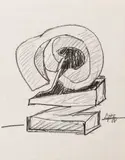 Abstract Expressionist Sculpture Study Sketch by Seymour Lipton, 1958, Oil Crayon on Paper, sold Nov 2025