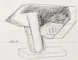 Abstract Expressionist Sculpture Study Sketch by Seymour Lipton, 1985, Oil Crayon on Paper, sold Nov 2025