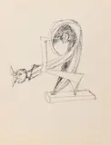 Abstract Expressionist Sculpture Study Sketch by Seymour Lipton, Ink on Paper, sold Nov 2025